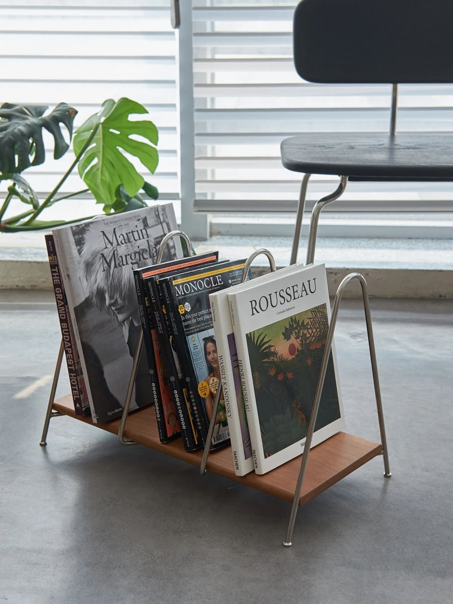 Storage magazine rack, modern and minimalist floor standing storage, book and newspaper rack, Nordic balcony newspaper rack