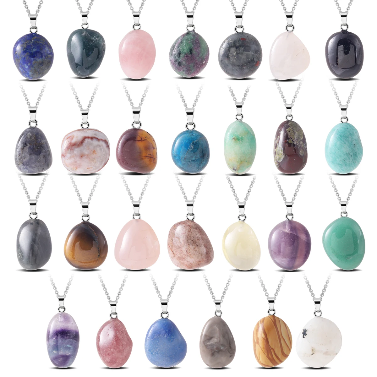 Silver Irregular Stone Necklace Irregular Necklace Simple Fashion Design Trendy Sweet Jewelry Gift
