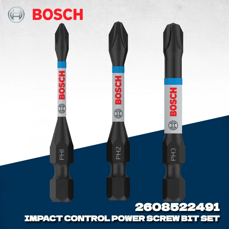 

BOSCH 2608522491 PH1 PH2 PH3 55 мм Набор бит с ударным управлением, 3 шт., прочная отвертка высокой твердости, аксессуар для инструментов