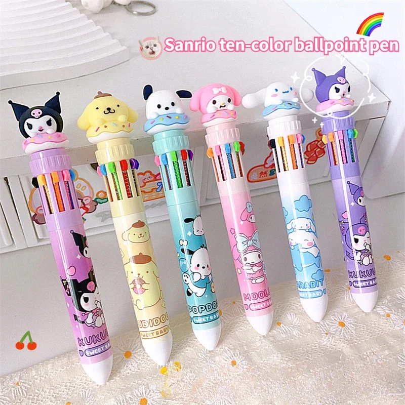 

Sanrio Press Ten Color Ballpoint Pen Cartoon Kawaii Kuromi Multi-color Student Gel Pen Sanrio Stationery School Office Supplies