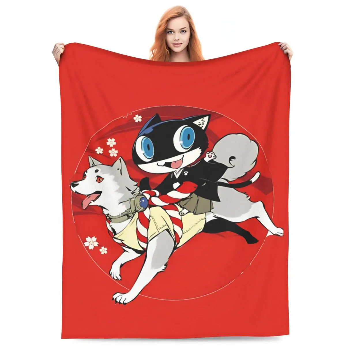 Personas Koromaru And Morgana Wool Blanket Fashion Throw Blanket for Sofa Bedding Lounge 125*100cm Plush Thin Quilt