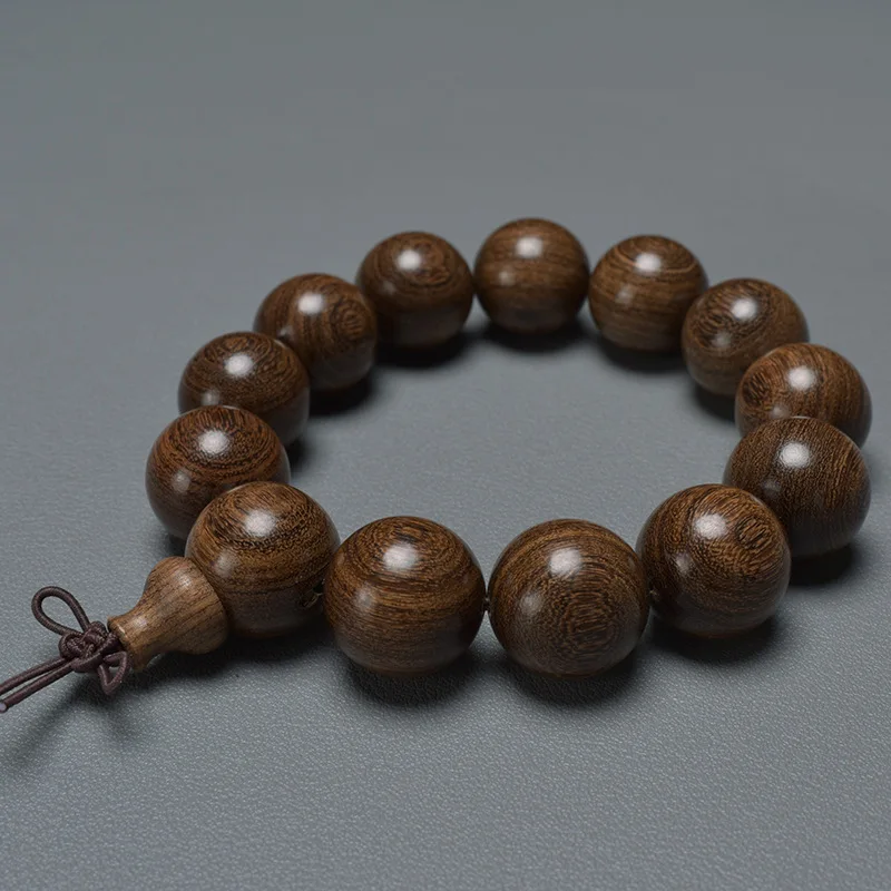 Natural Gold Color Sandalwood Material Loose Beads Round Beads Buddha Beads Rosary Bracelet Men and Women Exquisite Bracelets