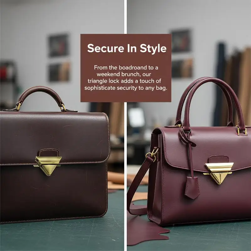 1Pc Bag Press Push Lock Switch Tongue Lock Triangle Closure Clasp Buckle For Leathercraft Bag Parts Purse Handbag Accessories