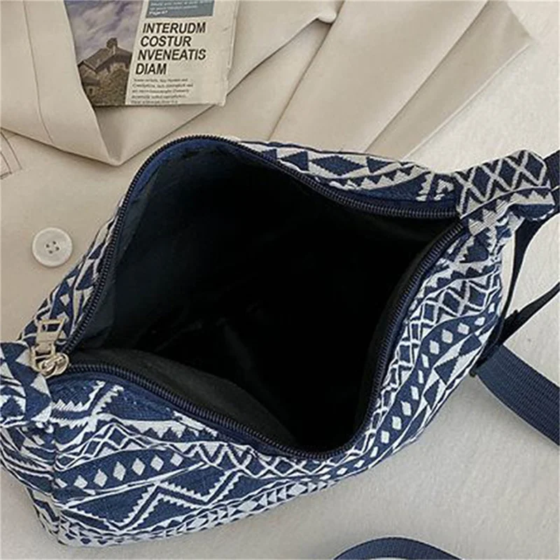 Large Capacity Women\'s Canvas Bag New Casual All-match Messenger Bag Zipper Shopping Bag Cute Tote Bag Shoulder Handbag