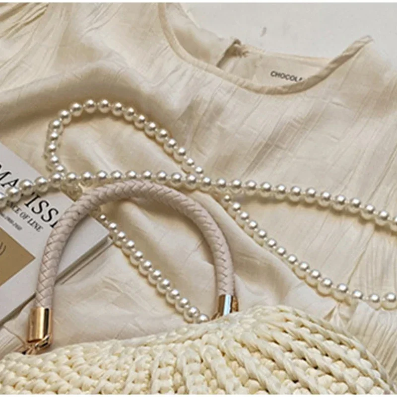 Conch Shell Knit Crochet Umhängetasche, Perlenkette, handgefertigte gewebte Damen-Umhängetasche, elegante, zarte, süße, kompakte Geldbörse – Detail 5