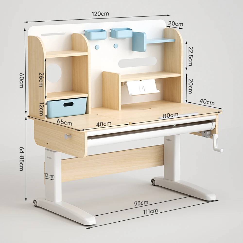 Tavolo da apprendimento ergonomico per bambini all'ingrosso con libreria mobili per la casa scrivania e sedia da studio regolabili in altezza per bambini