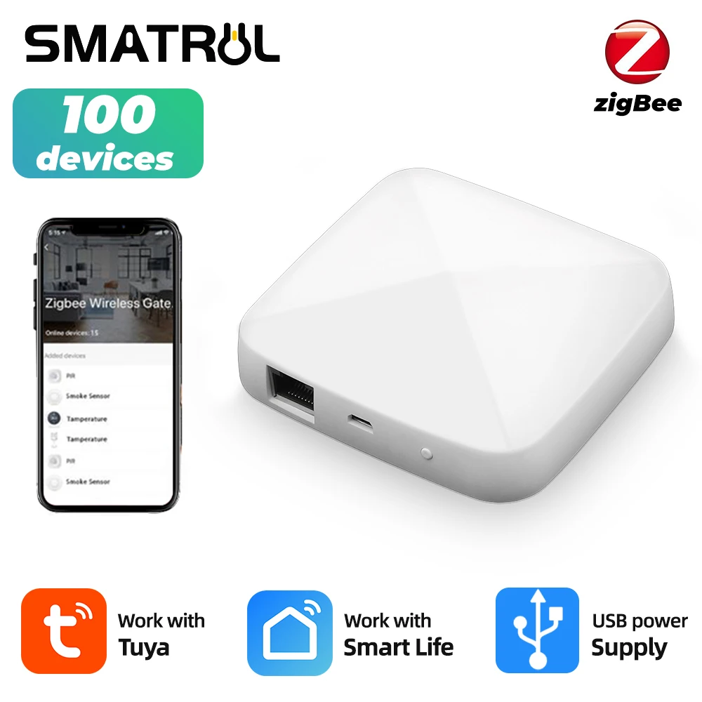 SMATRUL Tuya ZigBee Smart Hub Wireless Wired Intelligent Gateway Bridge App Voice Remote Control Electric For Alexa Google Home