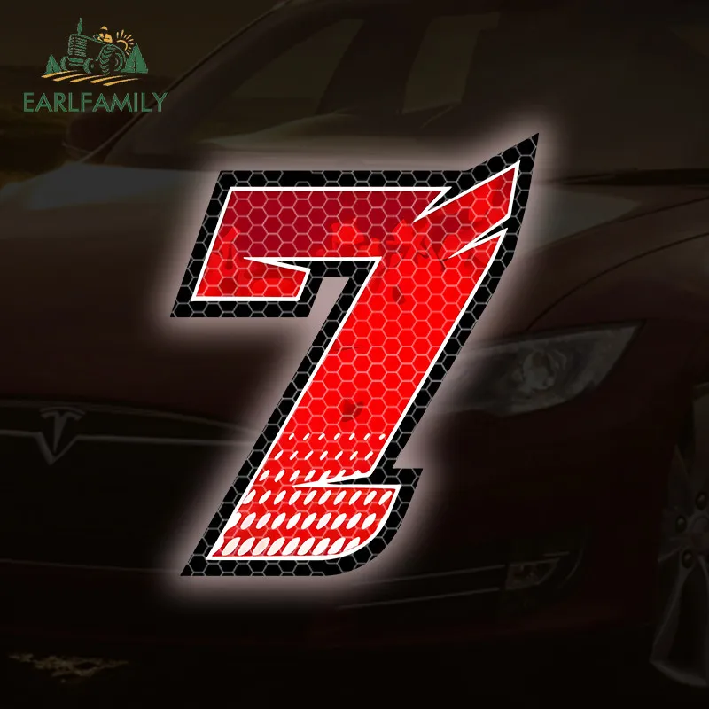 

EARLFAMILY Red Racing Number Reflective Car Stickers Motorcycle Windshield Helmet Vinyl Decal Scratch-Proof Car Door Protector