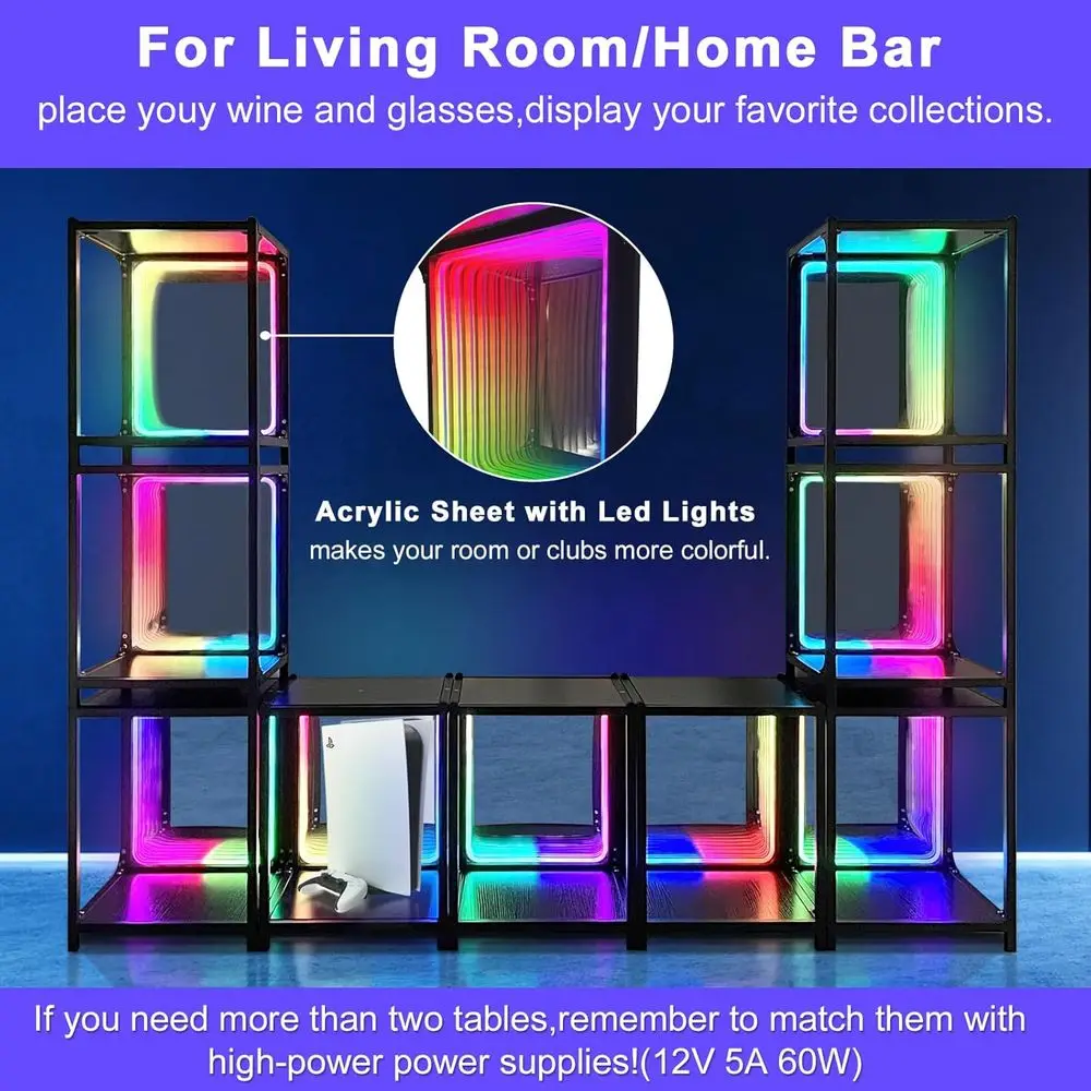 LED Infinity Spiegelleuchte Aufbewahrungsschrank, RGBW verstellbares Farbtemperament für Schlafzimmer/Gaming-Raumdekoration