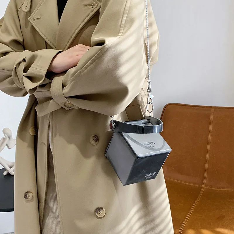 

2025 Ombre Cube Bag - Color Gradient Box Purse with Detachable Chain, Trendy Convertible Shoulder Bag for Women