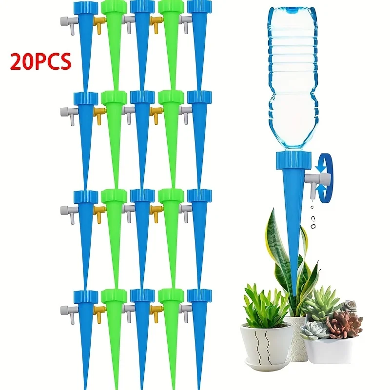 

20pcs/set Automatic Drip Irrigation System For Plants Flower, Greenhouses And Gardens, Green Automatic Watering Drippers