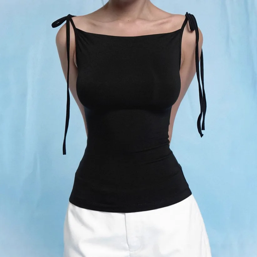 

Европейская женская одежда: Новинка ранней весны – однотонный топ на бретельках, дизайнерский, нишевый, облегающий, сексуальный жилет в стиле Ins для женщин