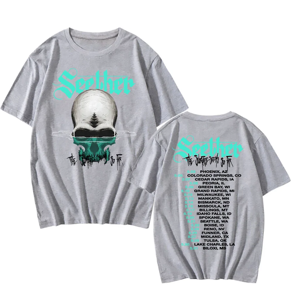 Cotton Tees The Surface Seems So Far Tour T-shirt Seether Rock Band Printing Tshirts Short Sleeve Summer Unisex Streetwear