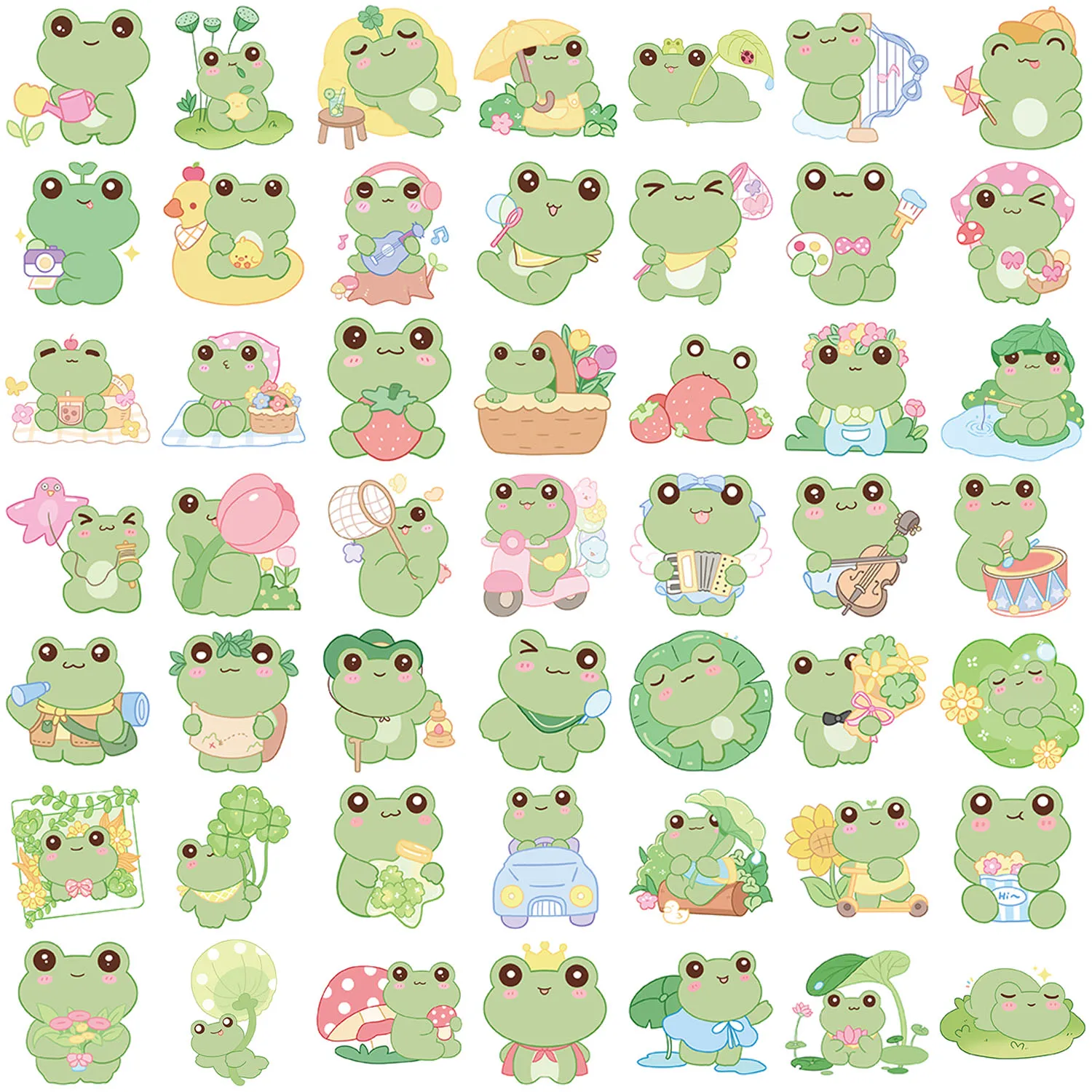 

50pcs Frog Stickers suitablefor Notebook computer Luggage Refrigerator skate boards phone cases sticke