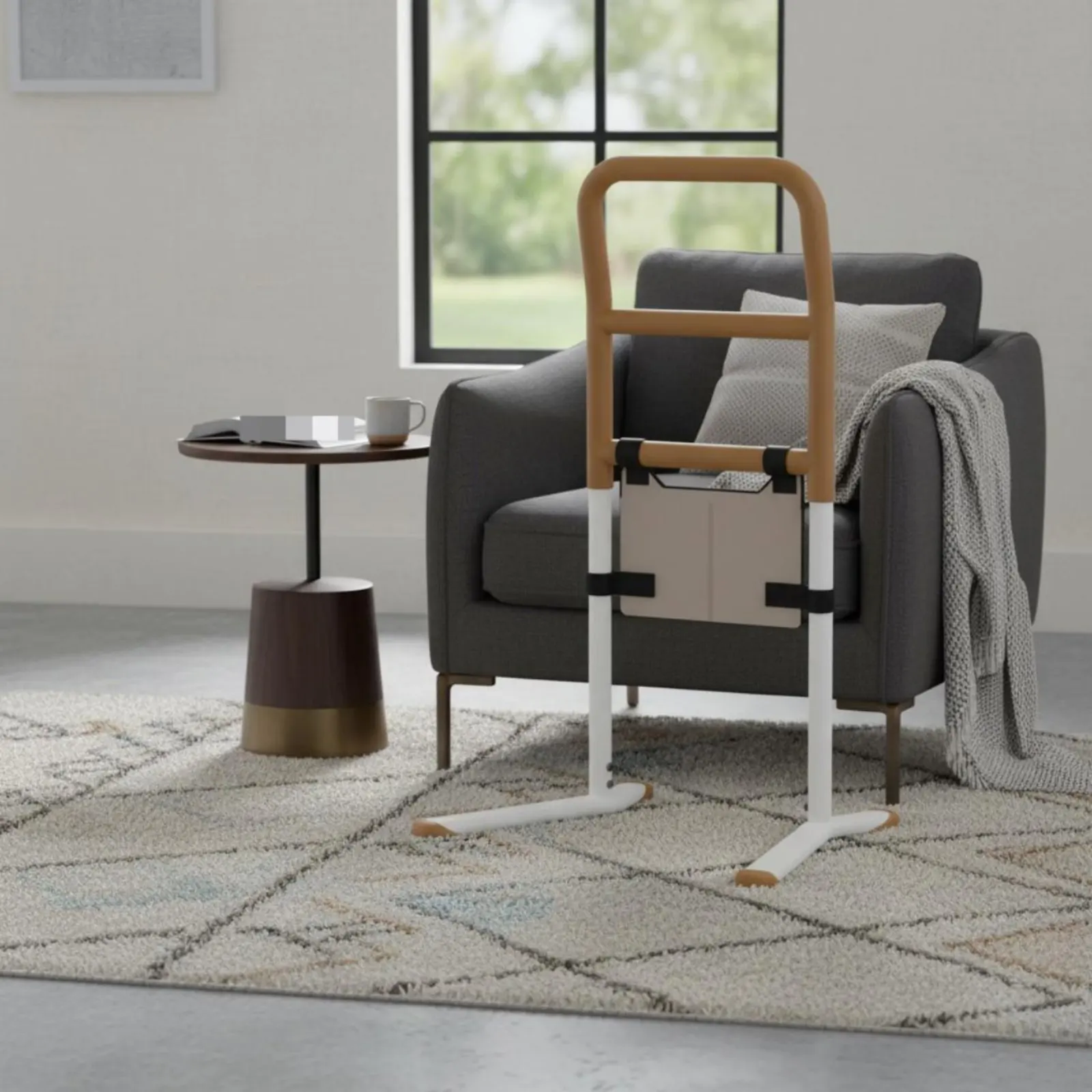 

Bedside Assist Rail Stable Base Freestanding Grab Bar Stand Assist Rail Non-Slip Grip Couch Assistance Handle No-Tools-Needed