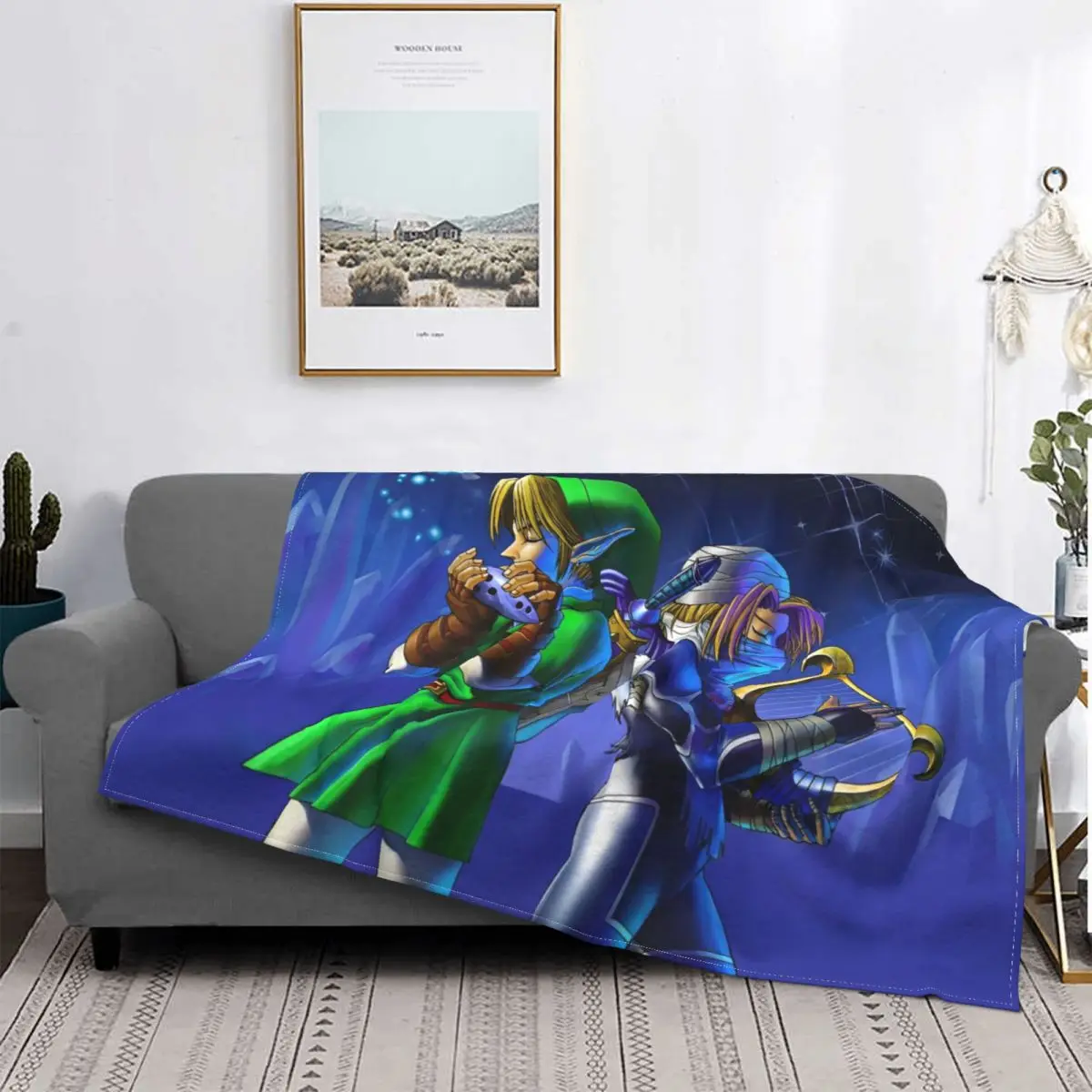 Game Z-Zelda Link Cartoon Blankets Fleece All Season Portable Soft Throw Blanket for Bed Travel Bedding Throws