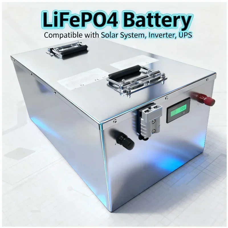 96V LiFePO4 Battery Pack 50Ah 80Ah 100Ah with Smart BMS, Deep Cycle Lithium Iron Phosphate Battery in Metal Case for Golf Cart,