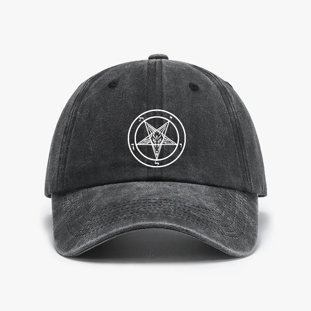 

Pentagram Gothic Occult Satan baseball cap fashion Vintage Style Washed Denim Hat New Men women dad hat snapback hats gorras
