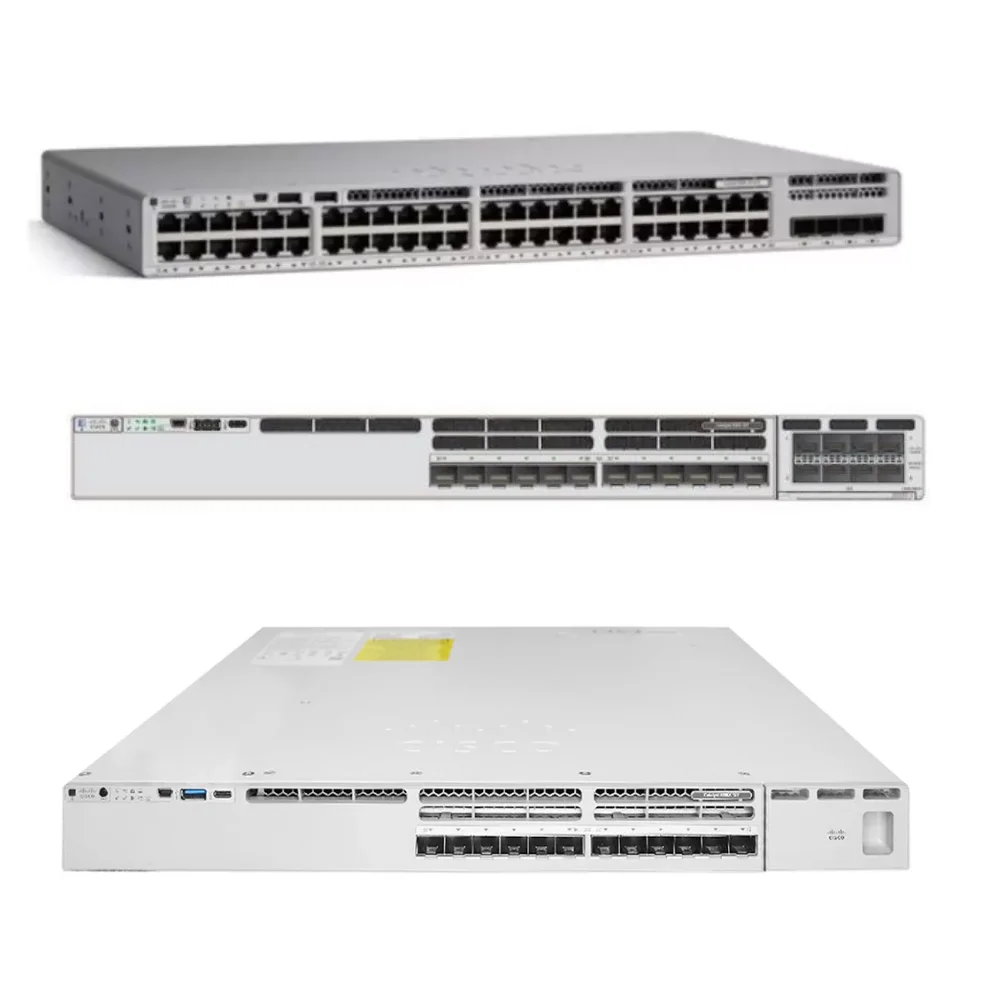 Original New 12-Port 25G/10G/1G SFP28 Modular Uplink Network Advantage Switch C9300X-12Y-A 12Y-A with PoE Function