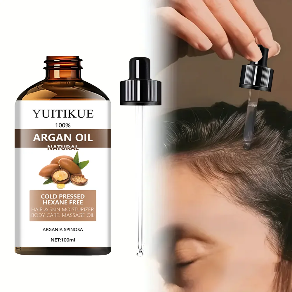 YUITIKUE Natural Cold Pressed Argan Oil Hexane Free Hair Skin Moisturizer Multiuse Massage Body Care Oil