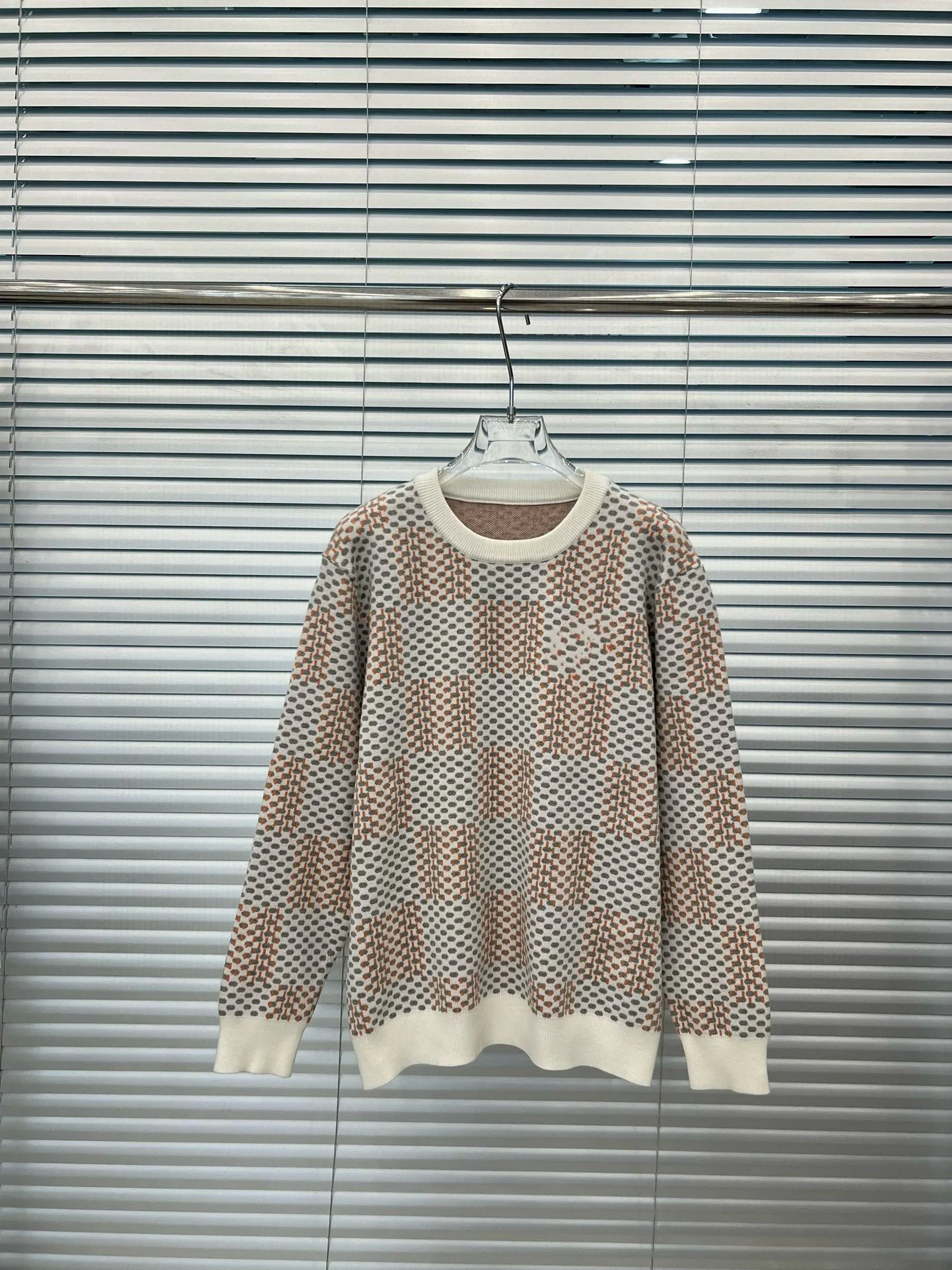 2024 Autumn Winter Cotton Alphabet Jacquard Round Neck Knitted Long Sleeve Loose Sweater Women Pullover Jumper Tops F769