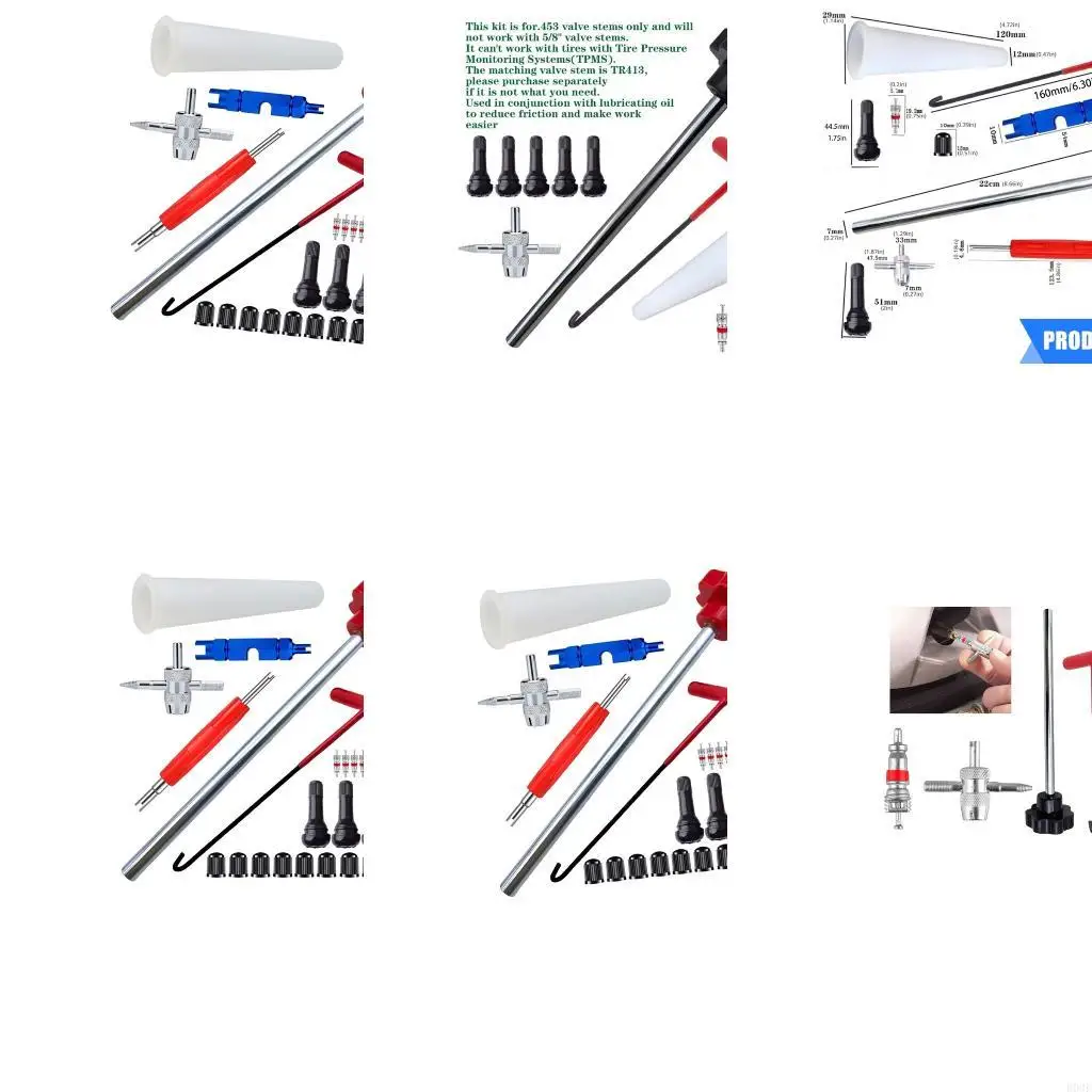 Full Stem Insert Replacement And Mounting Set Contains 10 TR413 Inserts Gloves For Auto Servicing B03E