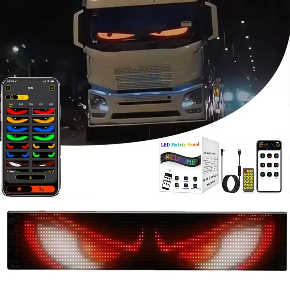 

Creative LED Moving Eyes Light Windshield Car Devil Eyes Sign Light LED Display Screen Window Animation for Android ios App