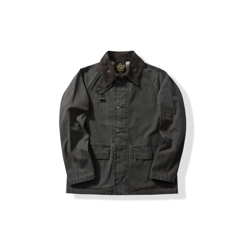 OKONKWO Good Quality 100% Cotton Jacket for Men Winter Fall Fashion Durable Canva Mid-long Fishing Coats Simple Baisc Tops Male