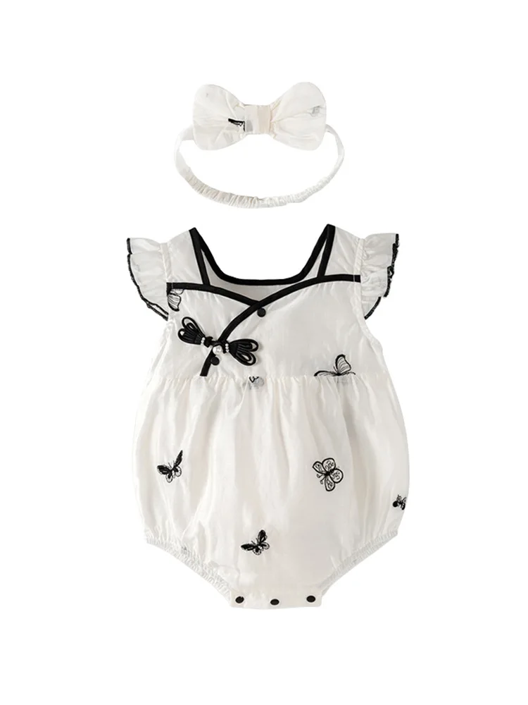 Baby 'S Nieuwe Chinese Stijl Zomerkleding Pasgeboren Baby Meisje Jumpsuit Lieve Kleine Prinses Volle Maan Kruipen Pak Butt Wrap