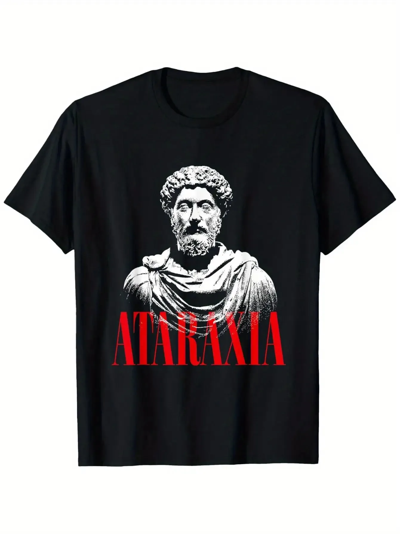 Marc Aurel Ataraxia Stoic Philosopher Bust Graphic T-Shirt Unisex Cotton Casual Graphic Short Sleeve Men's T-shirts