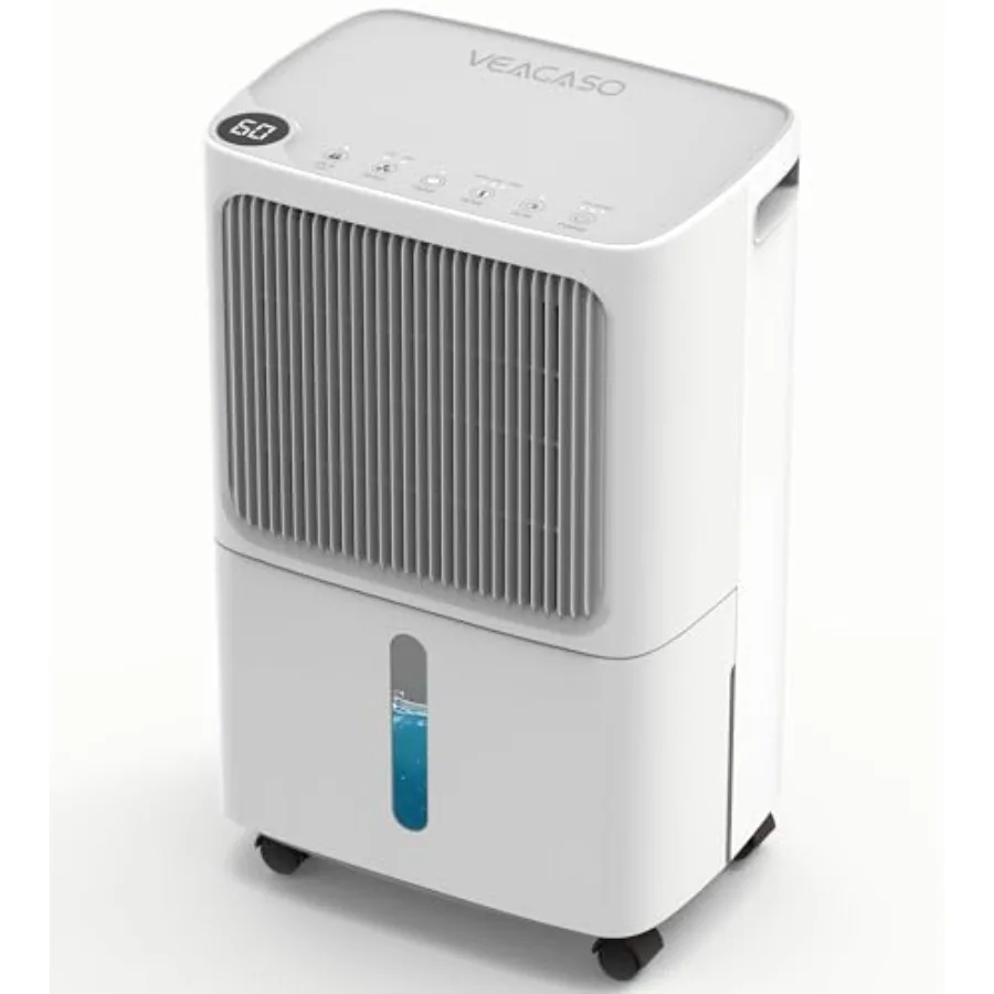 

2500 кв. м. Осушитель воздуха для подвала и больших помещений, 34 пинты, с автоматическим и ручным сливом, цифровая панель управления, автоматическое отключение