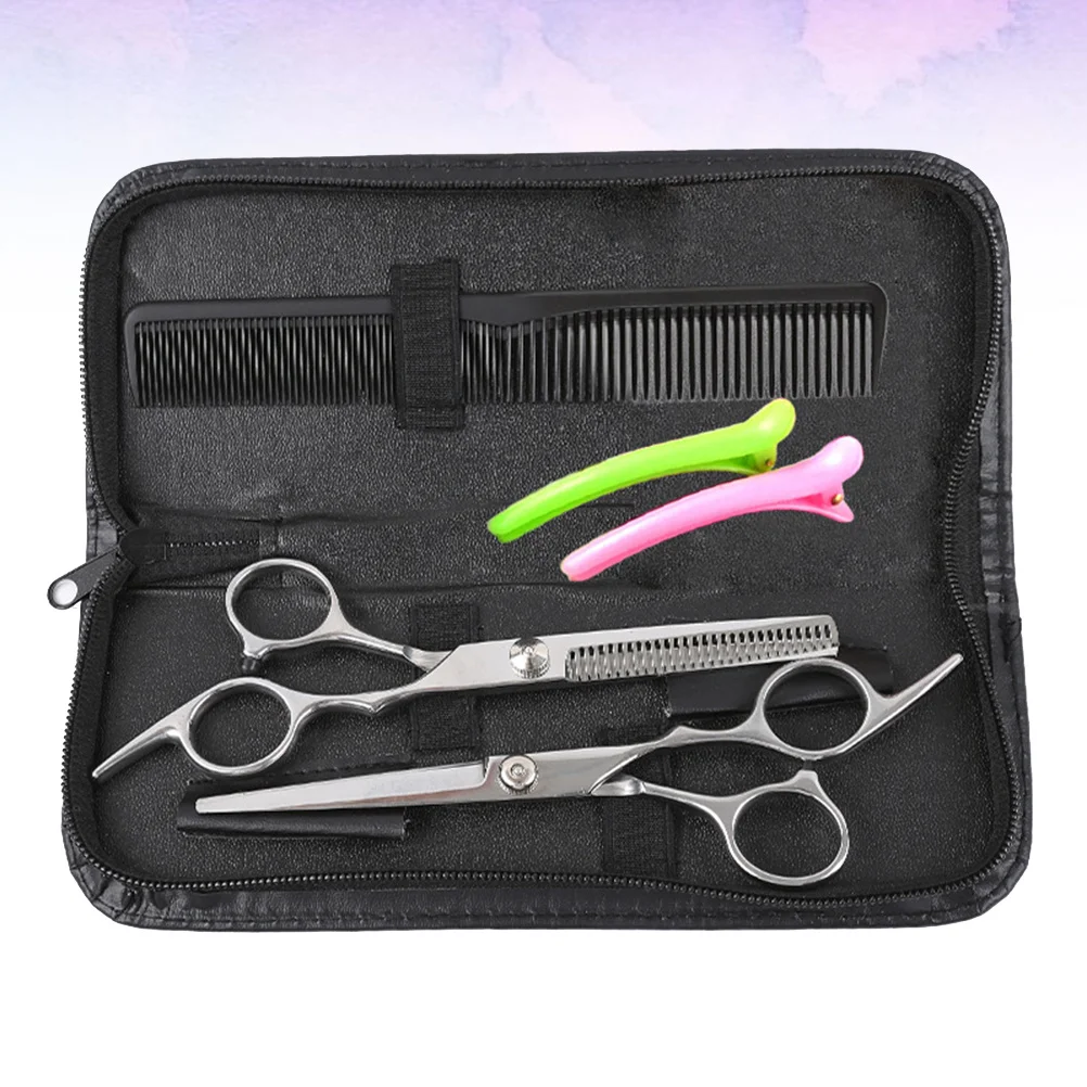 1세트 전문가용 헤어 커팅 키트 스테인리스 스틸 이발 가위 인체공학적 손잡이 휴대용 미용 도구 세트 홈 살롱용