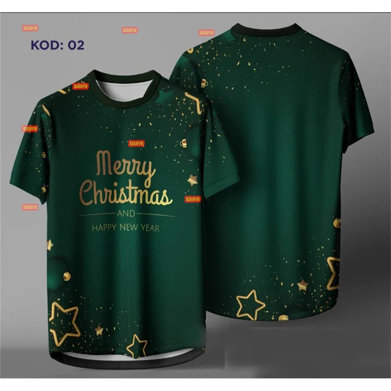 

Футболка с Рождеством и Новым годом 2026 Горячая мода Футболки с короткими рукавами День семьи OOTD Простая повседневная рождественская футболка из джерси