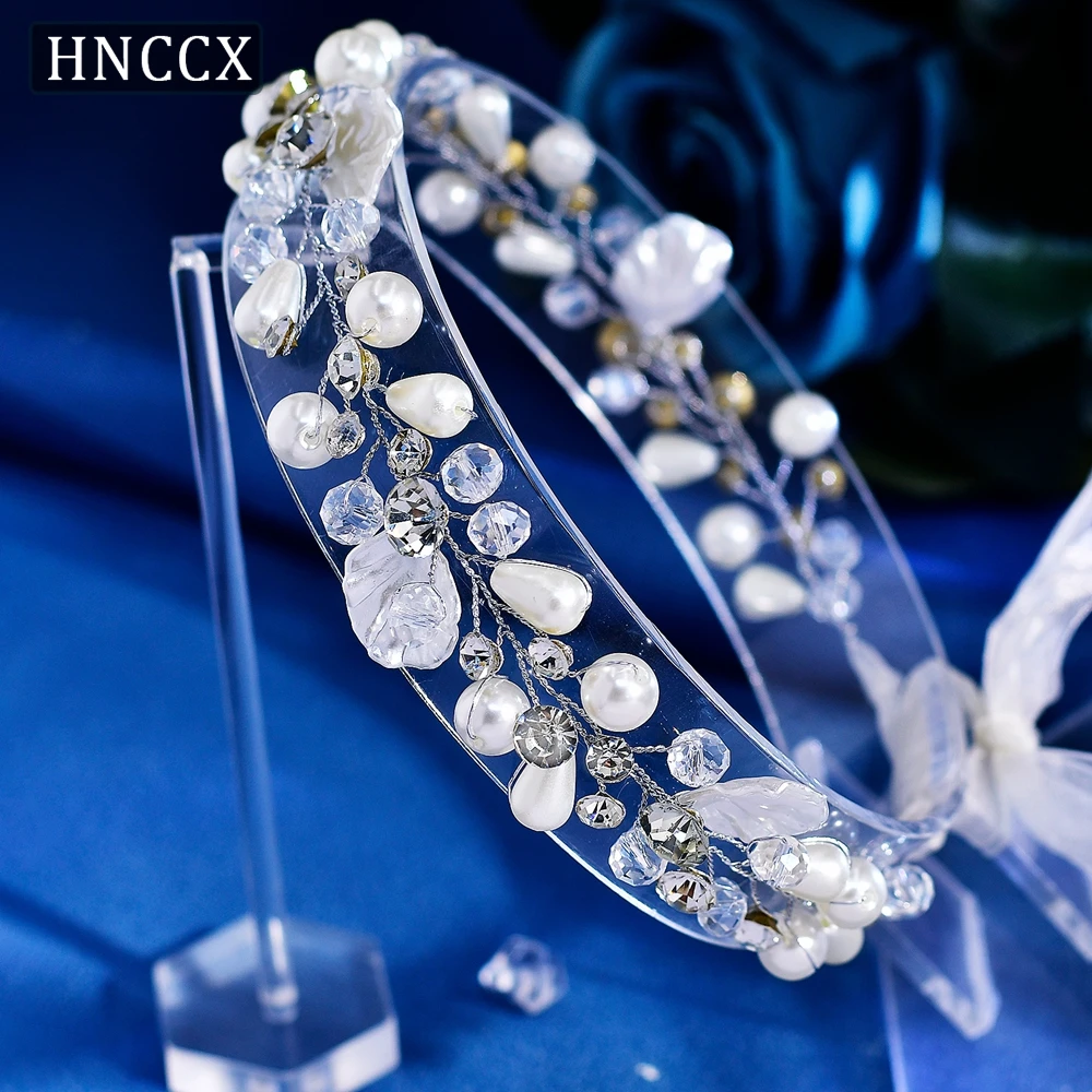 

HNCCX Fashion Crystal Wedding Headbands Pearls Bride Hair Jewelry Silver Color Handmade Women Hairbands Hair Accessories CP788