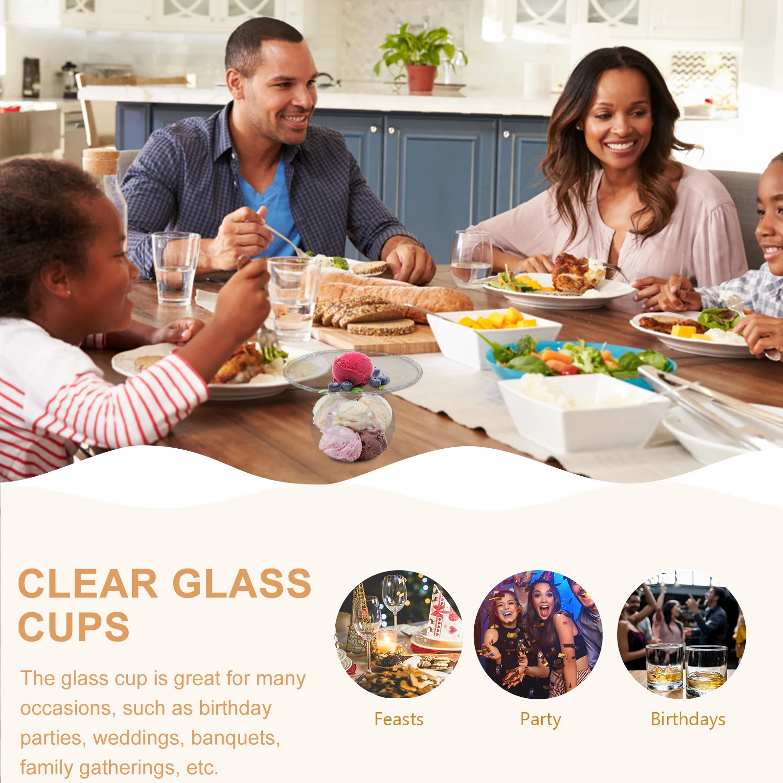 

Glass Pudding Cup Versatile Clear Dessert Bowl Fruit Bowl Cocktail Container Practical Glass Ice Cream Cup Ice Coffee Cups