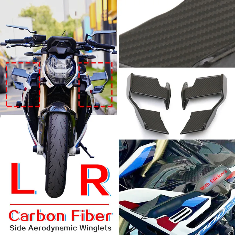 

100% Carbon Fiber For BMW S1000R 2021-2024 M1000R 2023 2024 Motorcycle Side Aerodynamic Winglets Windshield Fairing Wing