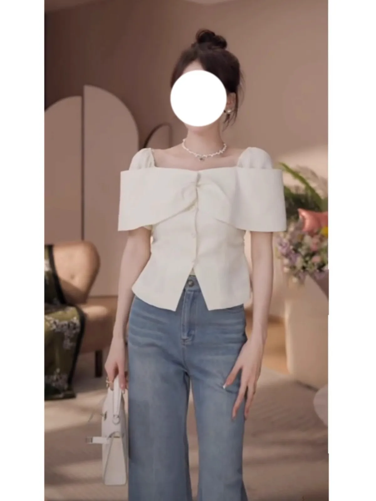 

Женский топ Ele Salt Series, летняя новинка, нежный, мягкий, с одним открытым плечом, корейская версия, приталенный крой