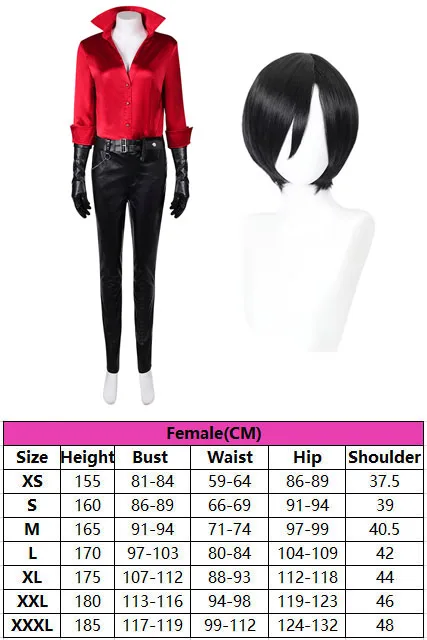 Evil 4 Ada Wong Resident Cosplay Wigs Costume Fantasia Disguise for Women Shirt Pants Belt Gloves Outfit Halloween Carnival Suit