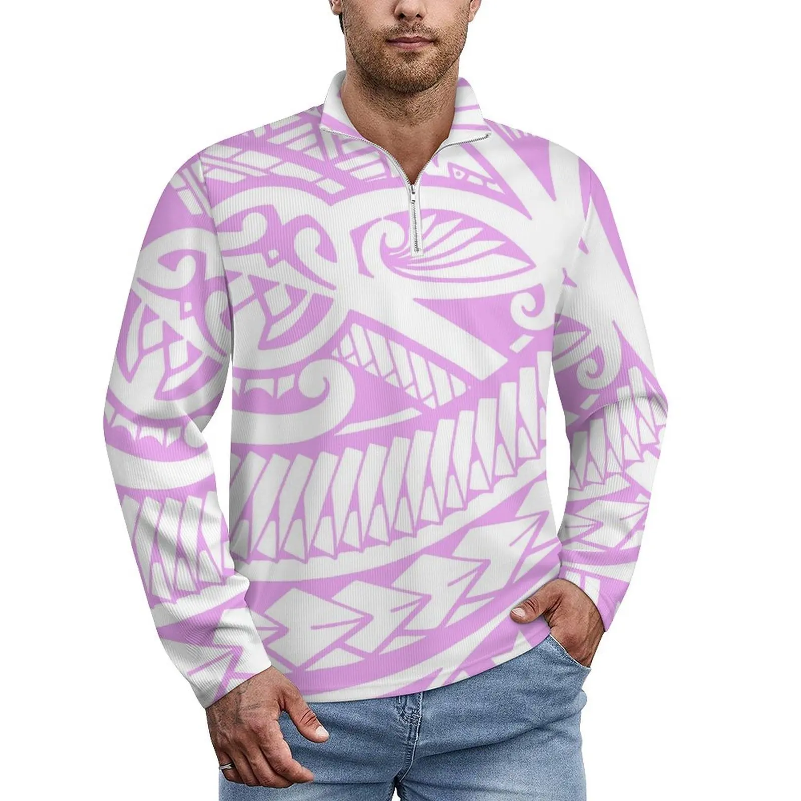 Autumn And Winter Long-Sleeved Polo Shirt Design Sweater Men'S Fashion Top Custom Polynesian Custom Print Free Shipping