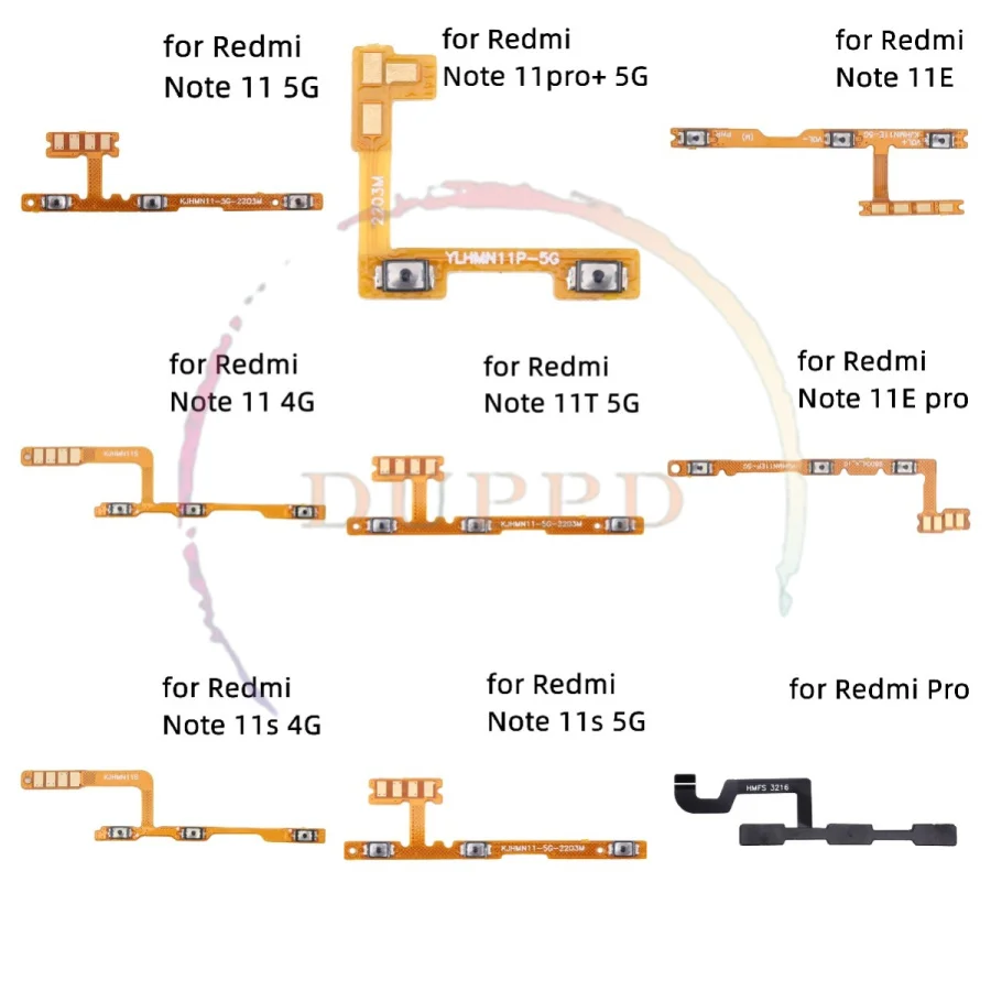 For Xiaomi Redmi Note 10 10s 11 11e 11s 11T Pro 5G Volume On Off Power Switch Button Key Flex Cable Replacement Parts