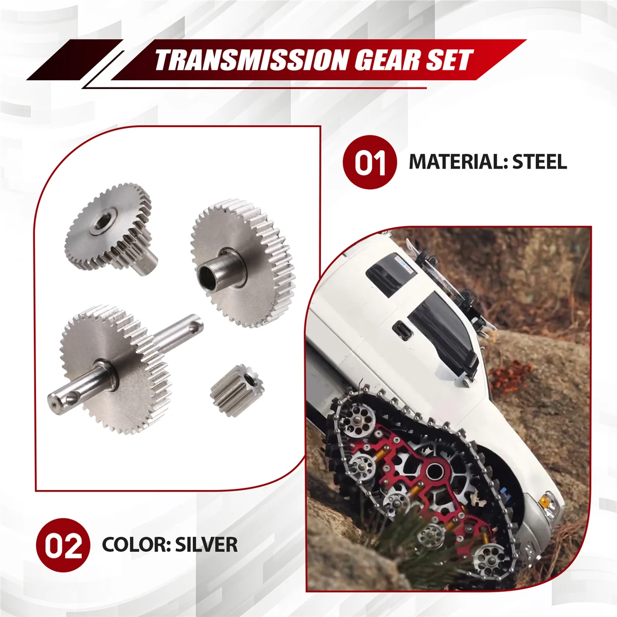 Y34A TRX4M เหล็ก Overdrive Underdrive สต็อกเกียร์ Pinion ชุดสําหรับ 1/18 RC Crawler TRX4M RC อัพเกรด 16:6:1