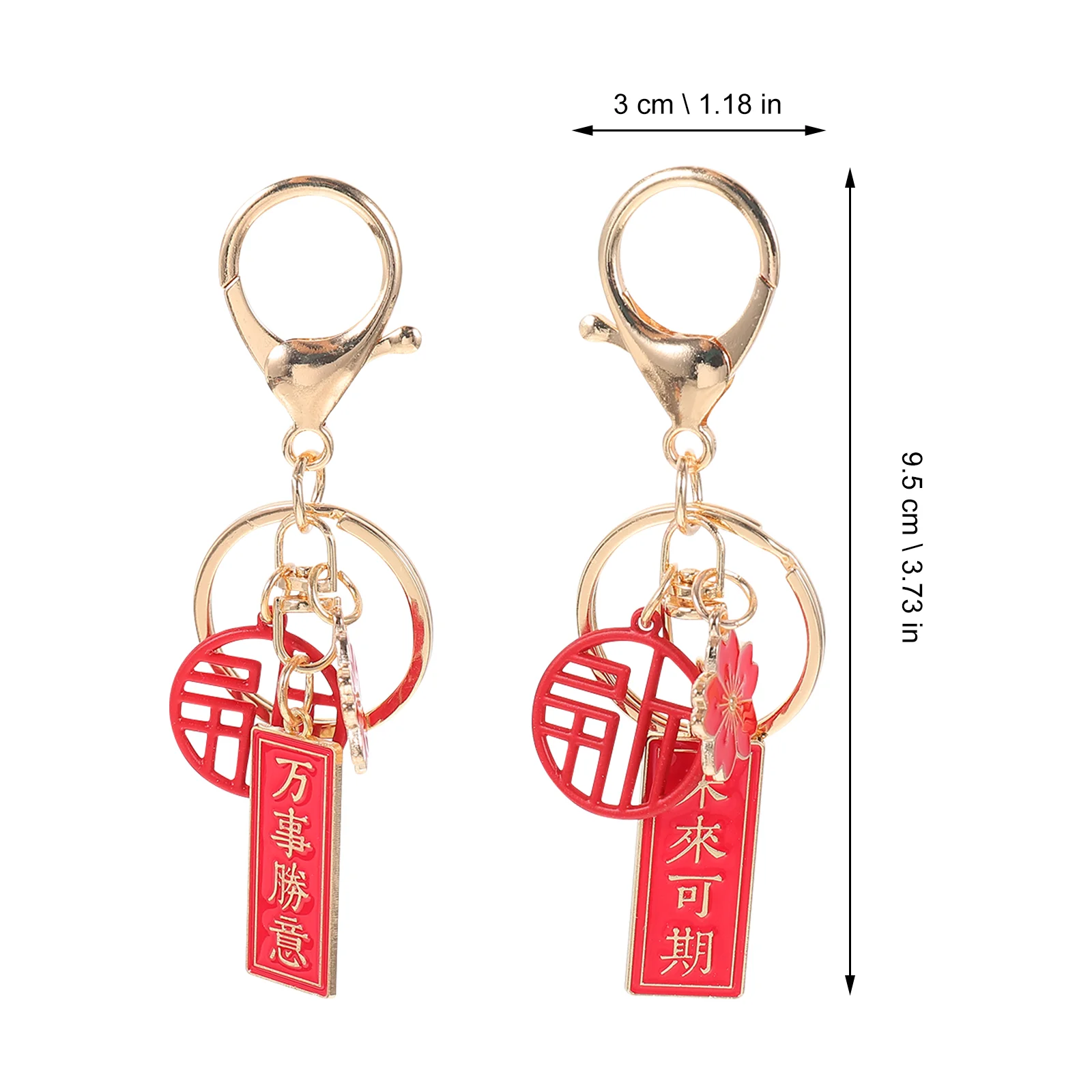 2 Pcs Chinese Keychain Creative Pendants Lovely Keychains Personalized Rings Style Holders Bag Ornaments Decors