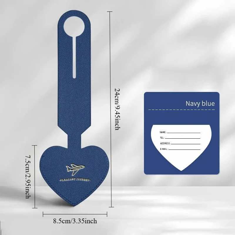 Random 5Pcs Heart Shaped PU Luggage Tags Women Men Holiday Travel Accessories Suitcase Tag Name ID Address Lable Bag Tags For Lu