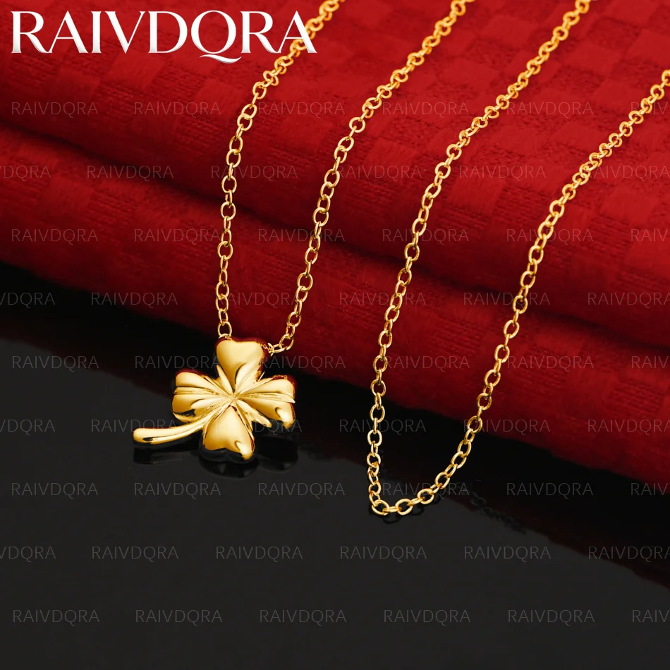 

18K Gold Plated Four Leaf Clover Pendant Necklace For Women Men Anniversary Gift Popular Wild Fashion