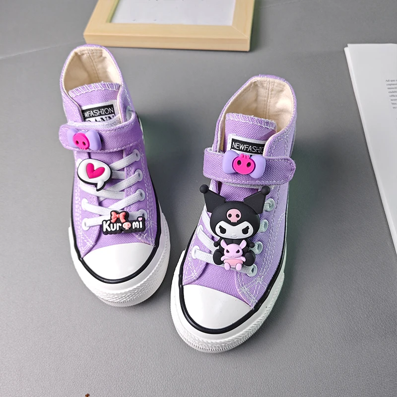 Sanrio Kawaii Kuromi Children\'s Canvas Shoes Anime Cartoon  Easy To Clean Exquisite Comfortable Beautiful Cute  Casual Sneakers