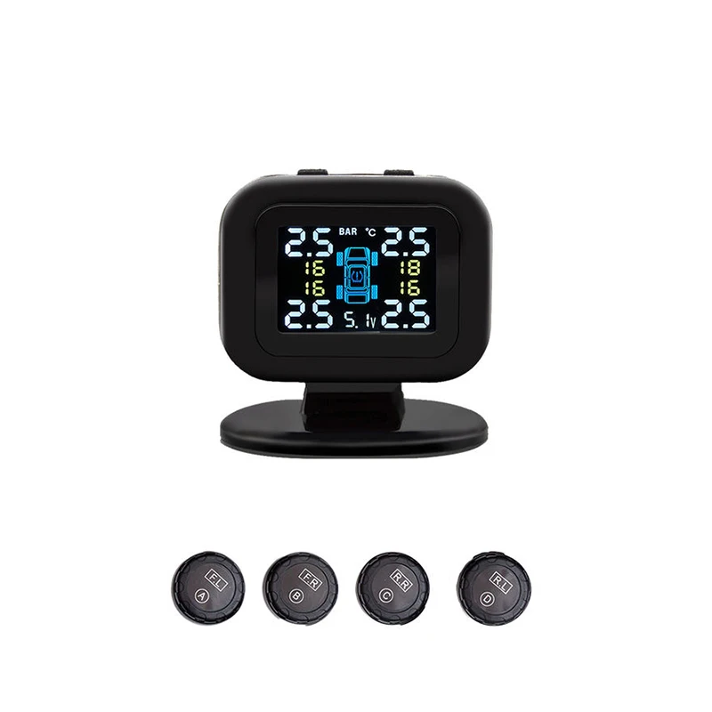High Quality Car TPMS Tire Safety Monitoring System With USB Port Cigarette LCD Display TPMS External Sensor