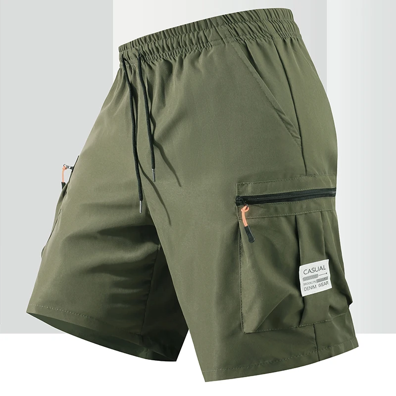 Workwear shorts for men 2026 new summer mid-length pants for men, straight-leg sporty and casual drawstring workwear beach pants