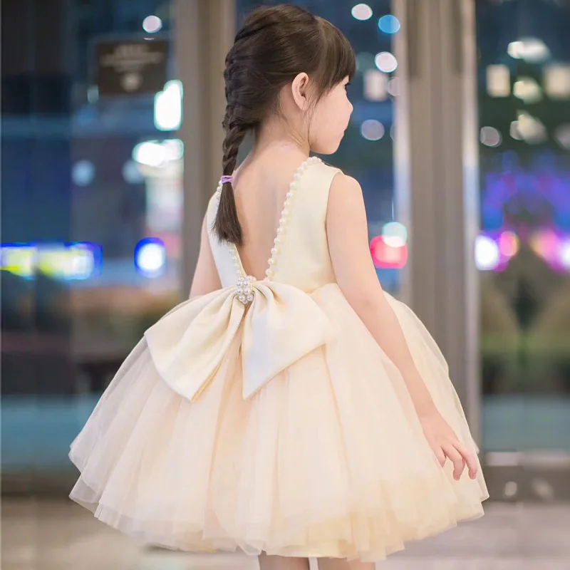 

Girls' Dress 2023 Spring/Summer New Princess Dress Sleeveless Open Back Bow Puffy Dress Girls' Fashionable Gift 2-8T