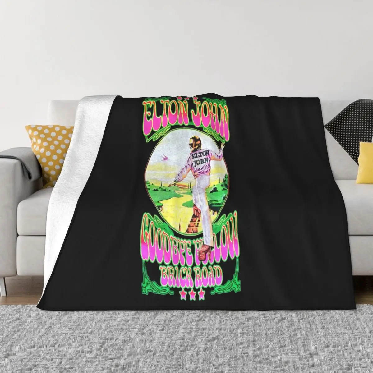 Official Sir Elton John New Gbybr Vintage Graphic Merch Rock Pop Singer Throw Blanket