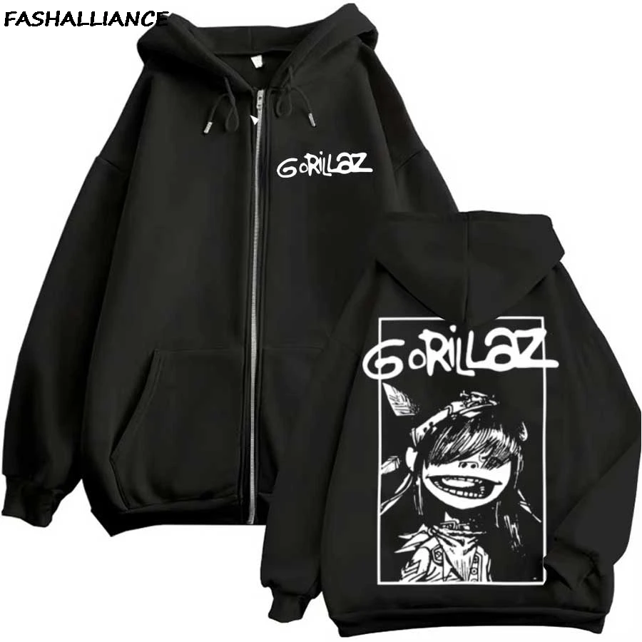 

2026 Gorillaz Band Tour The Mountian Graphic Zip Up Streetwear Hoodies Men Women Fashion Hip Hop Coats Zipper Hooded Sweatshirts